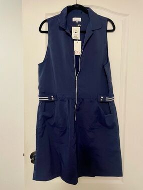 Cracked Wheat Navy Zip Dress with Collar